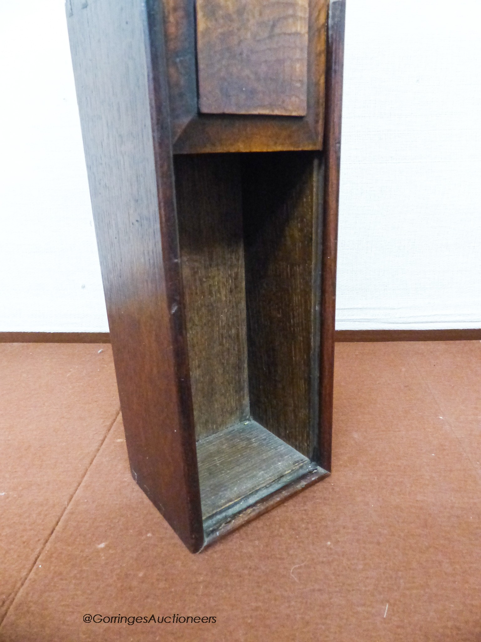 A George III oak hanging candle box, height 48cm